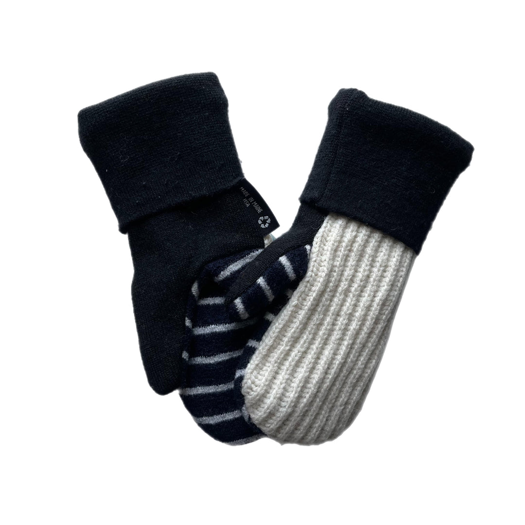 Cream and Black Womens Mittens