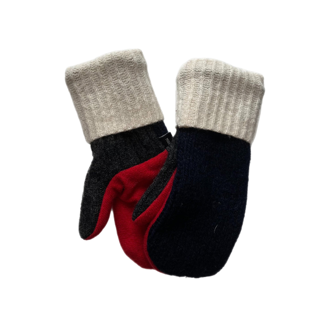 Navy and Red Womens Mittens