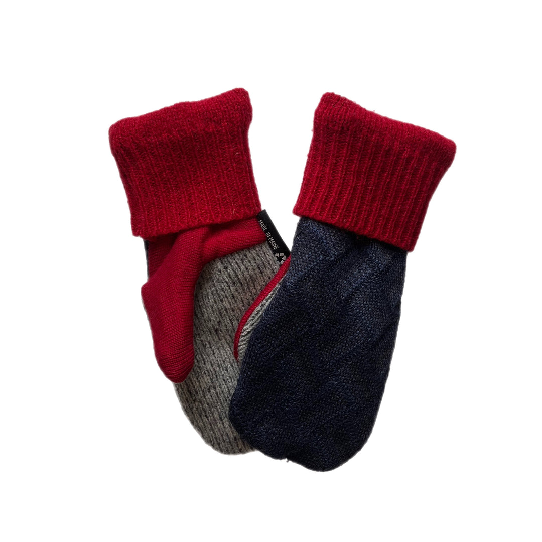 Navy and Red Womens Mittens