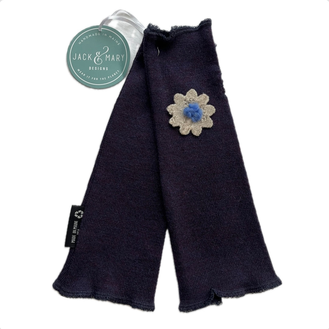 Fit & Flare Fingerless - Eggplant with Beige Flower - 60