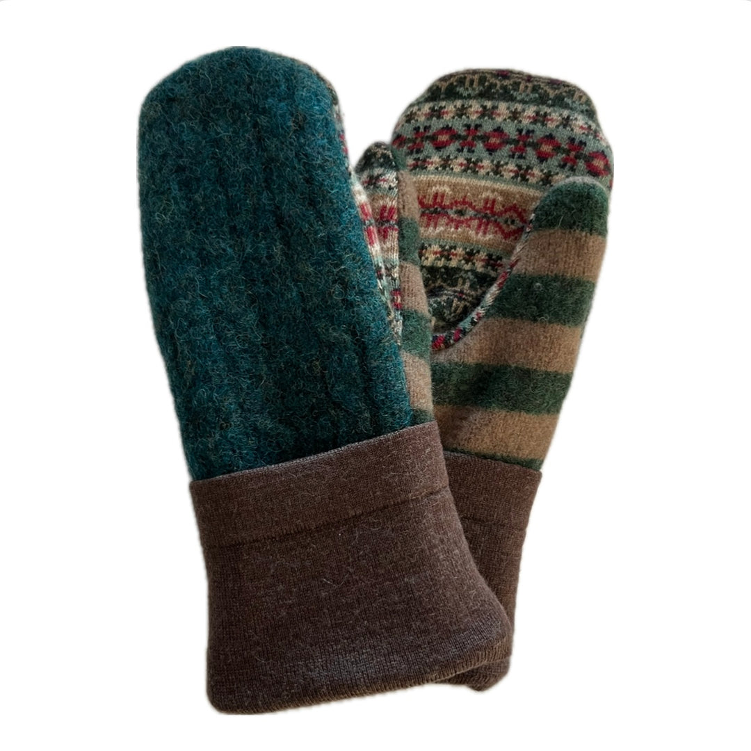 Women's Mittens - Army Green, Brown & Nordic - 1529 M/L