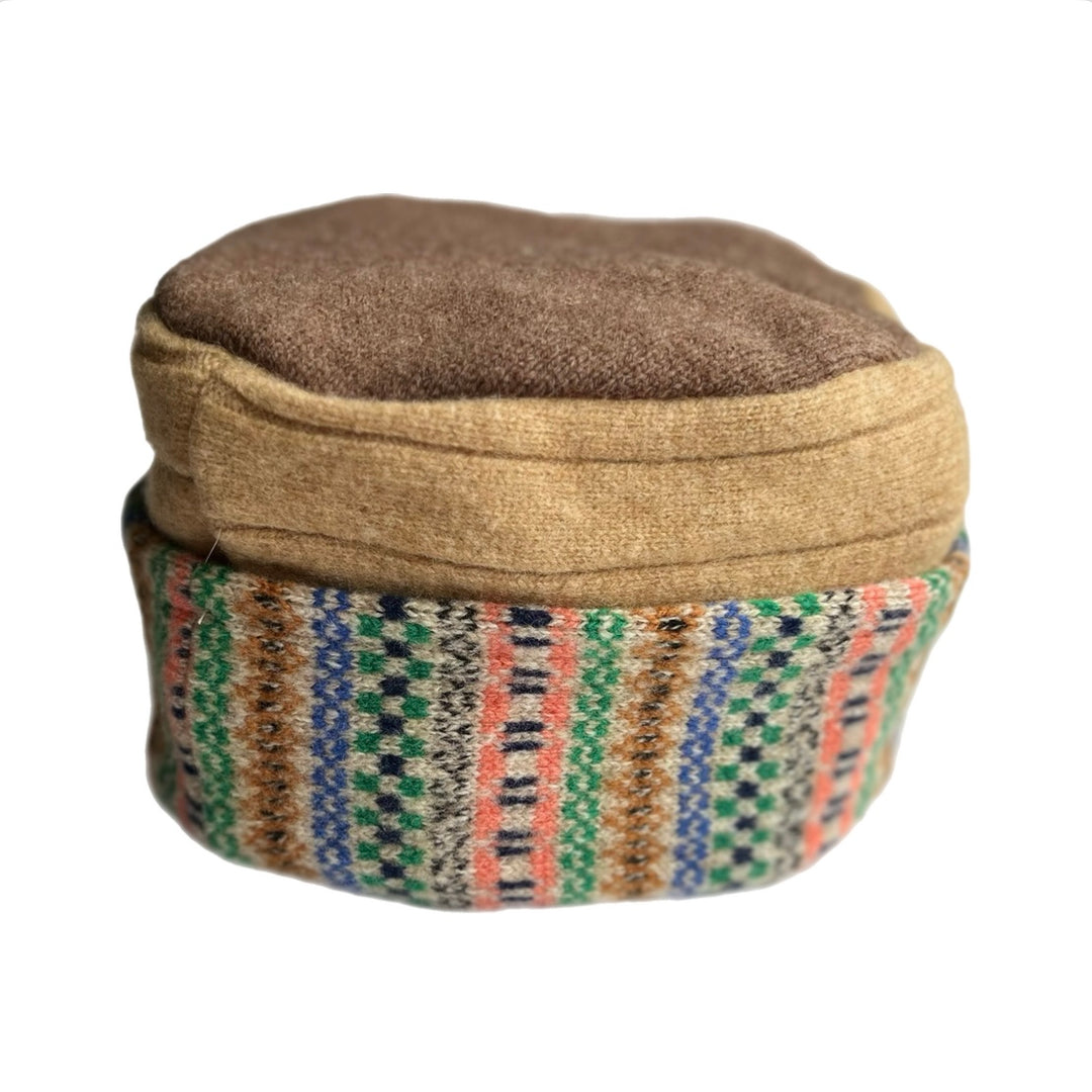 Women's Hat - Beige with Green, Orange & Pink Pattern - 63 | One Size