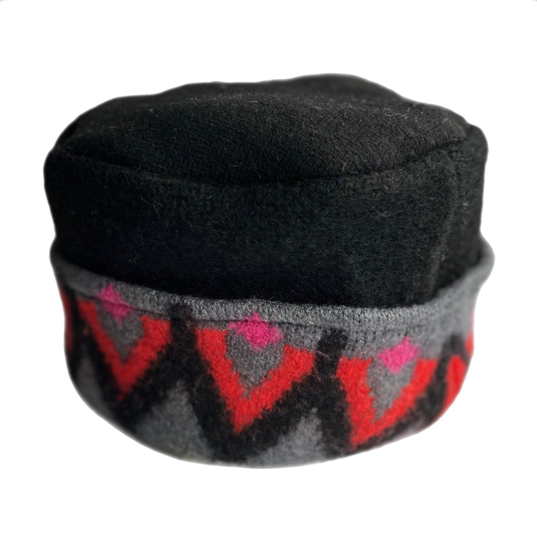 Women's Hat - Black with Grey, Red & Pink Pattern - 61 | One Size