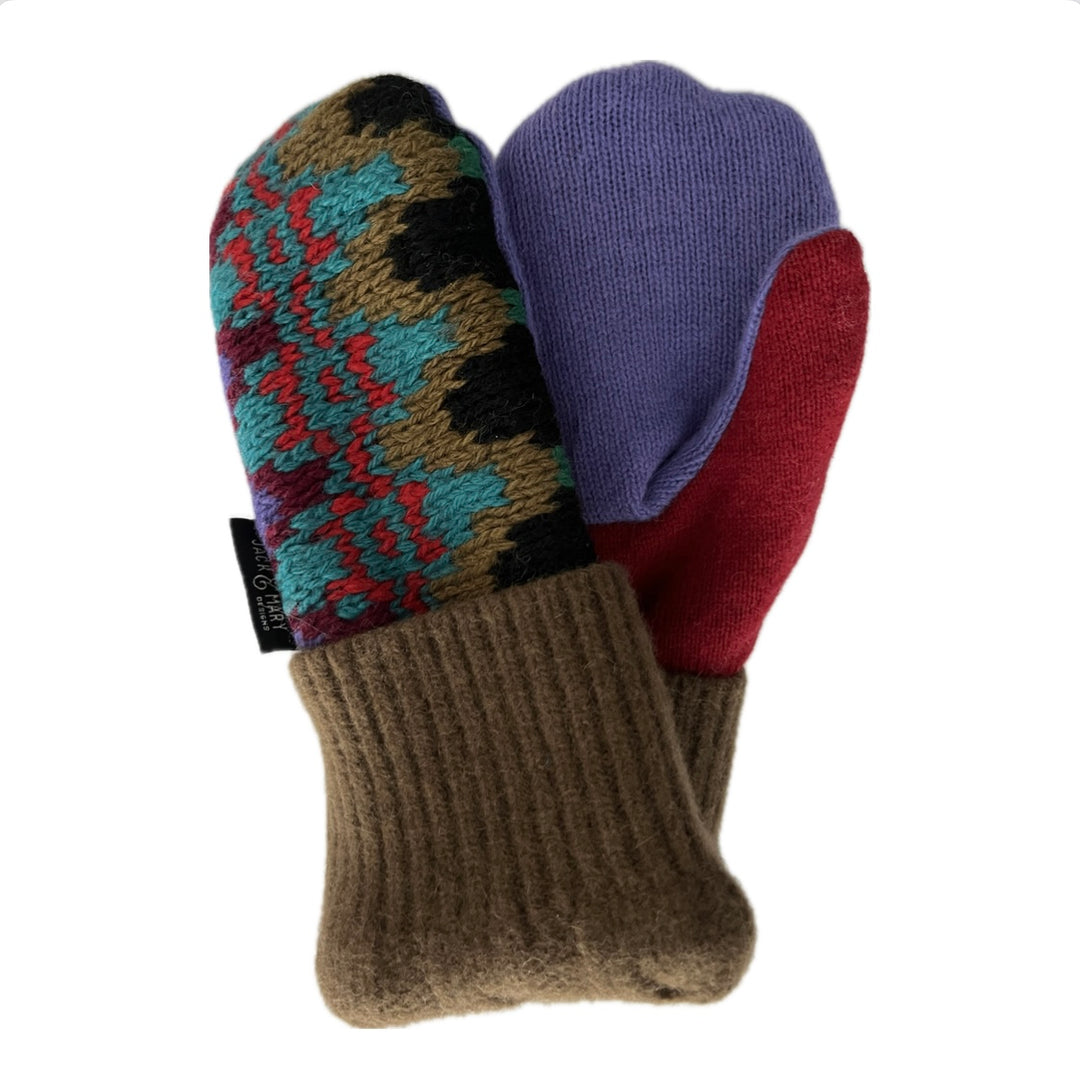 Women's Mittens - Blue, Red & Purple Pattern - 1566 M/L