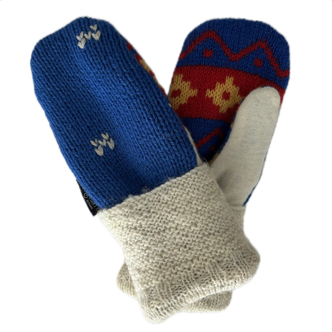 Women's Mittens - Blue, White & Red Nordic - 1589 M/L