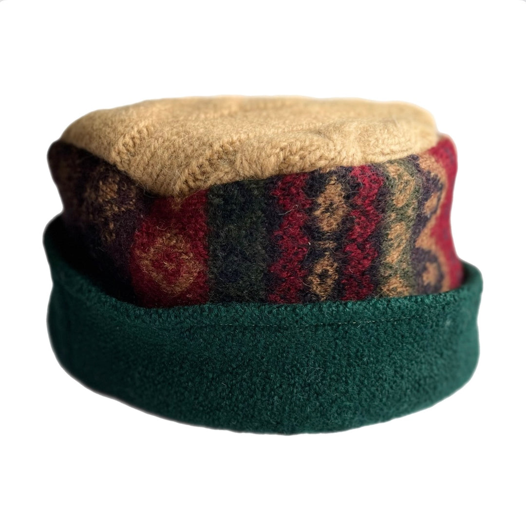 Women's Hat - Camel & Forest Green with Red & Green Pattern - 64 | One Size