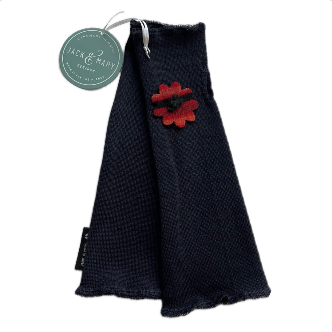 Fit & Flare Fingerless - Navy with Orange/Red Flower - 58