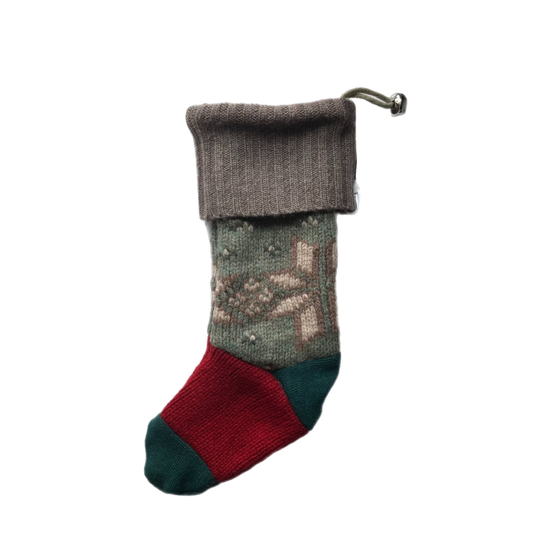 Brown Red and Green Christmas Stocking