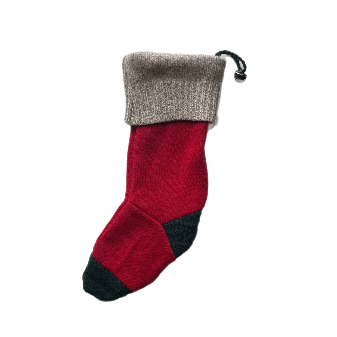 Green Red and Beige Christmas Stocking