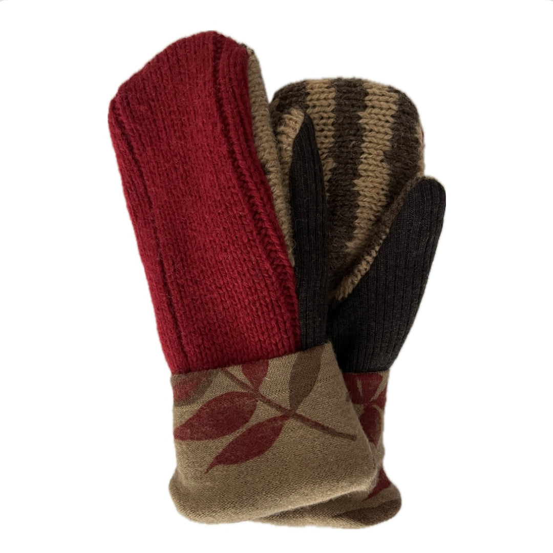 Women's Mittens - Red & Beige Floral - 1556 M/L