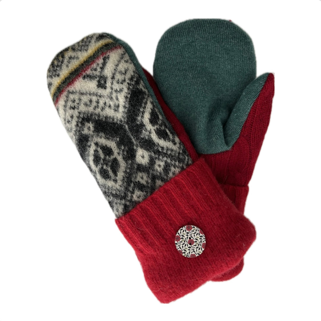 Women's Mittens - Red, Black & White Nordic - 1570 M/L