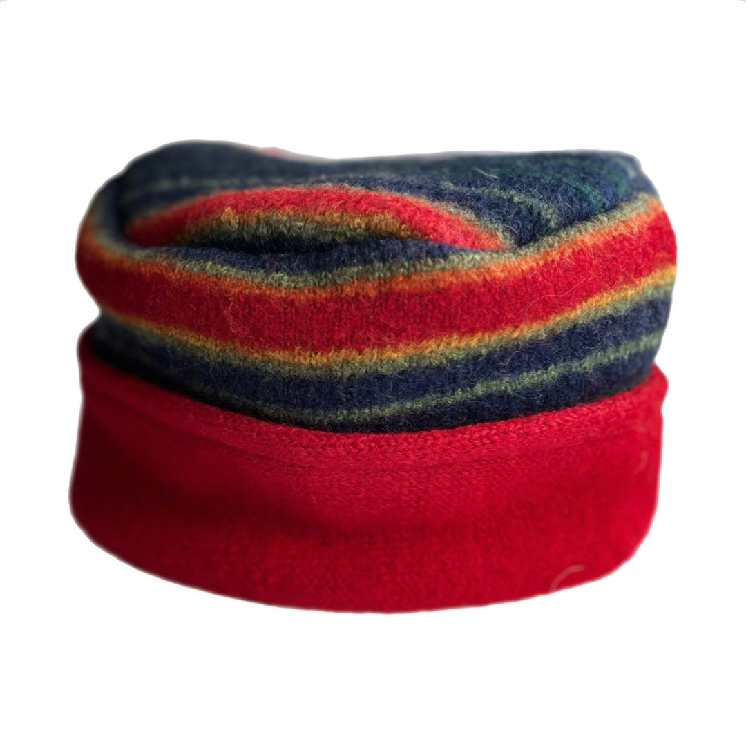 Women's Hat - Red with Navy, Red & Green Stripes - 56 | One Size