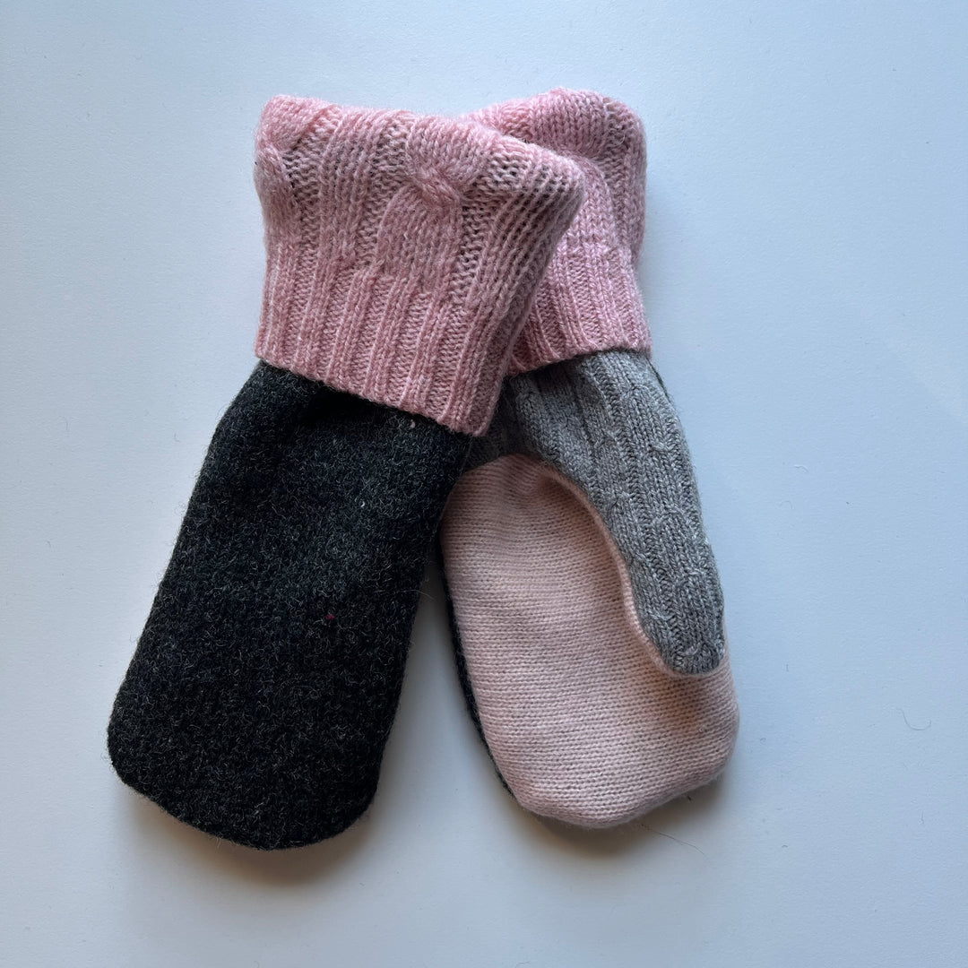 Gray & Pink Mittens