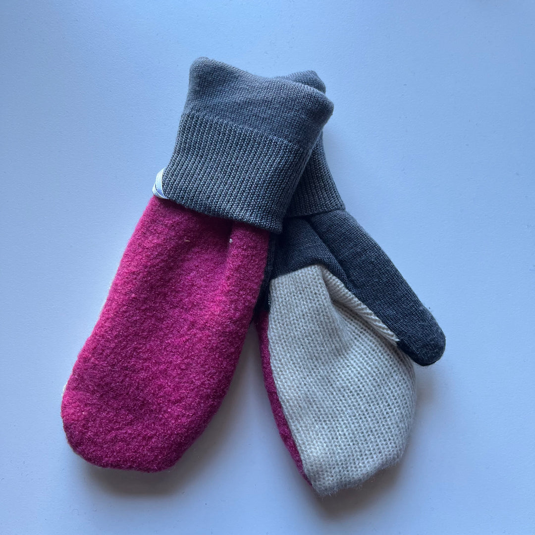 Pink, Grey & Cream Mittens