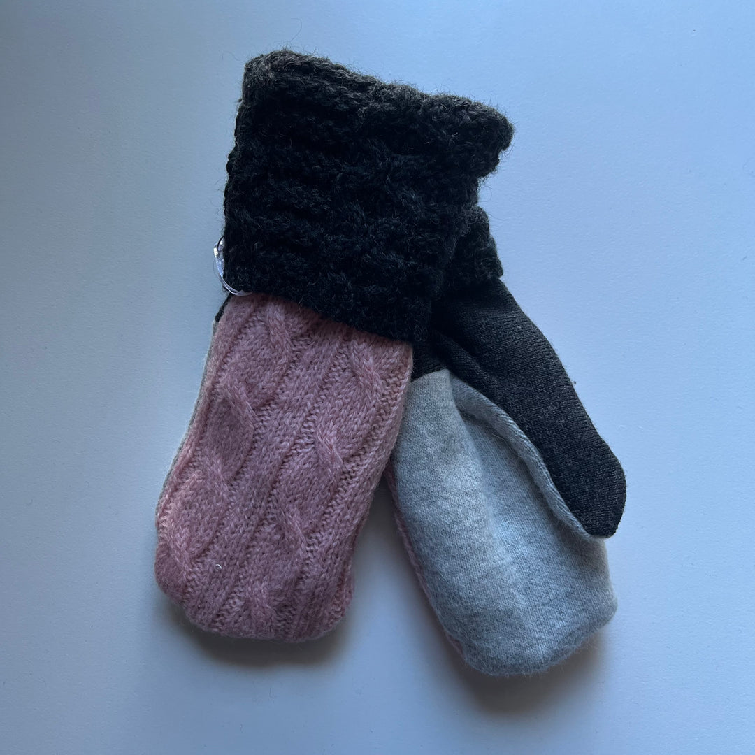 Pink, Black & Grey Mittens