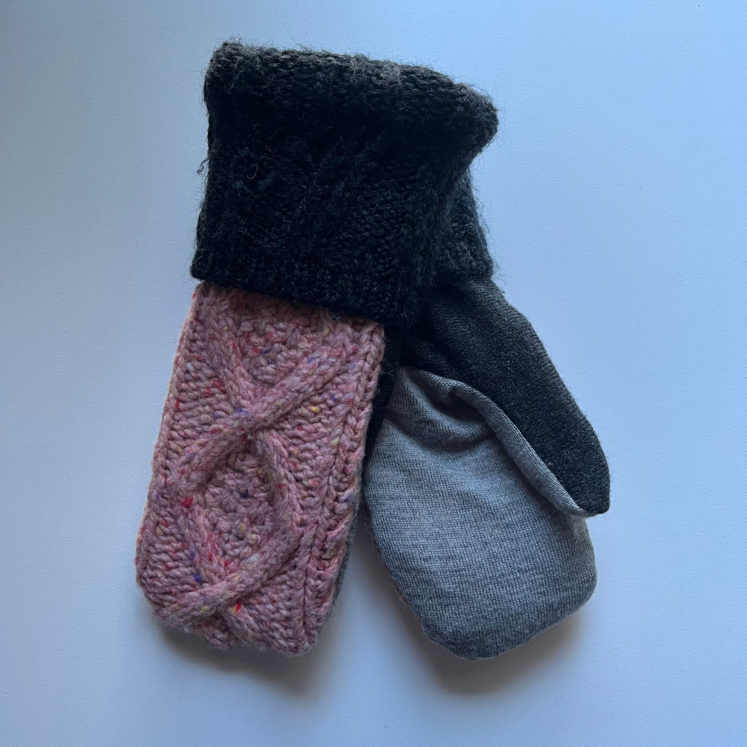 Pink, Black & Grey Mittens