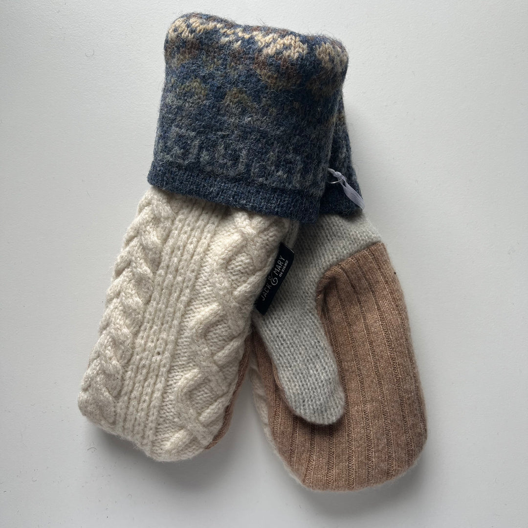 Blue & Cream Mittens