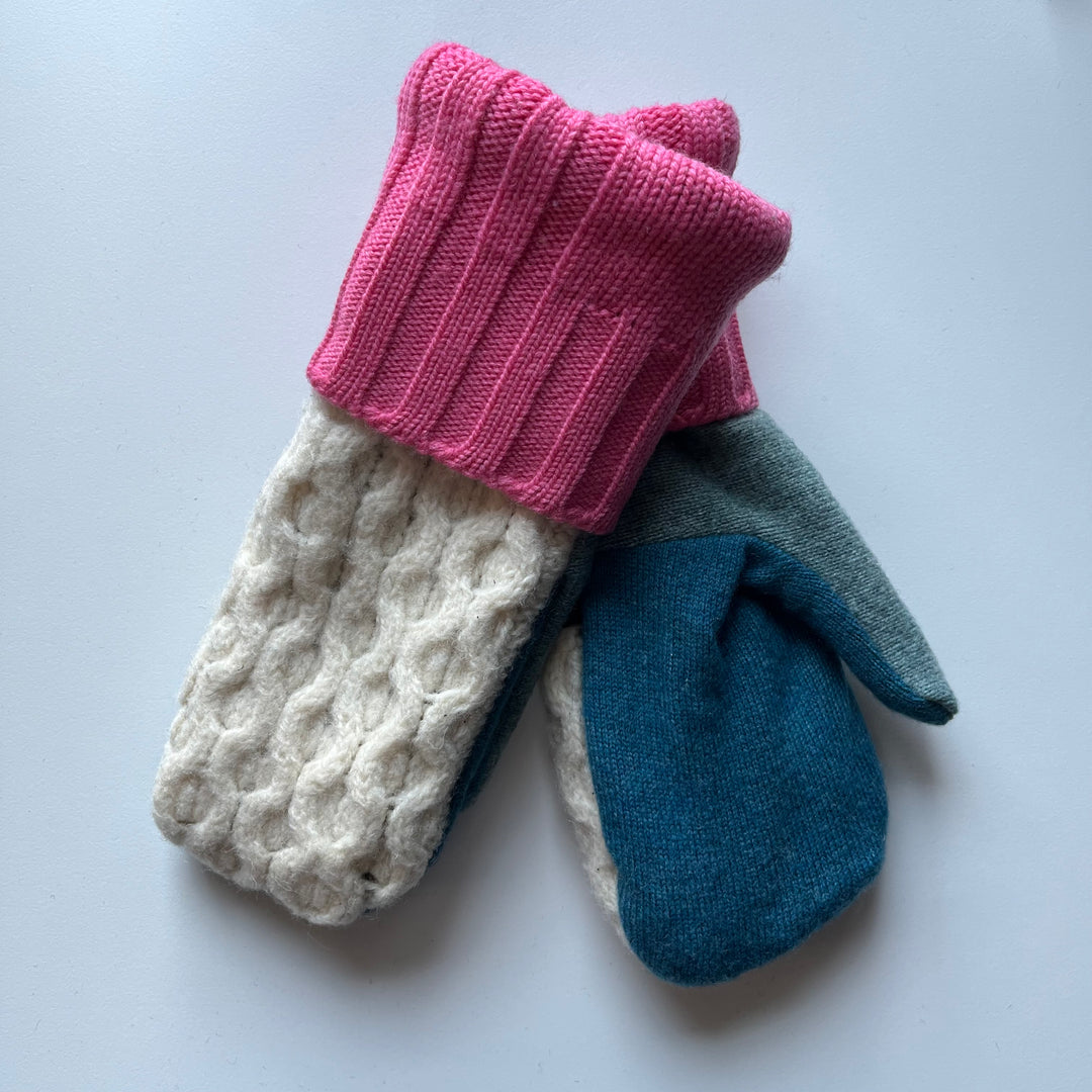 Pink, Blue & Cream Mittens