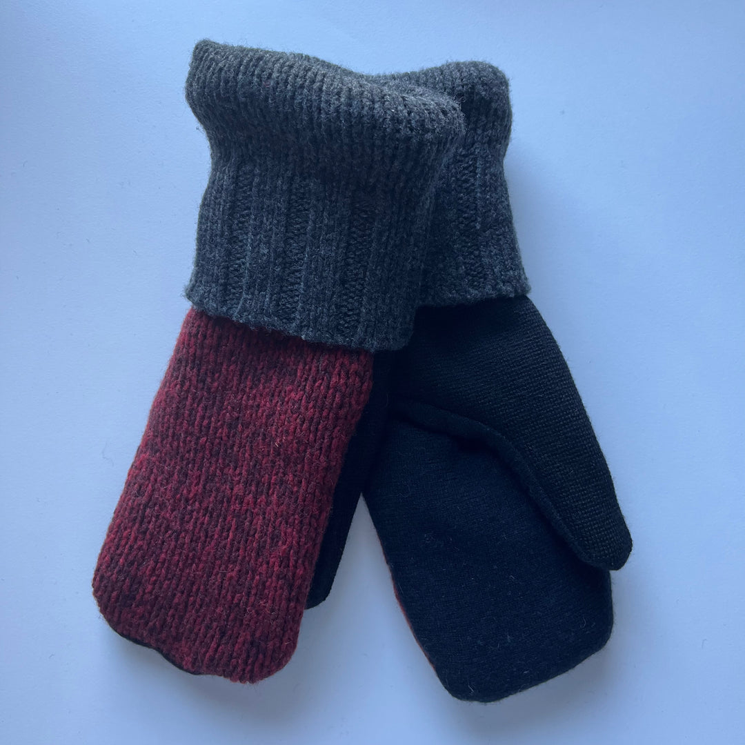 Red, Grey & Black Mittens