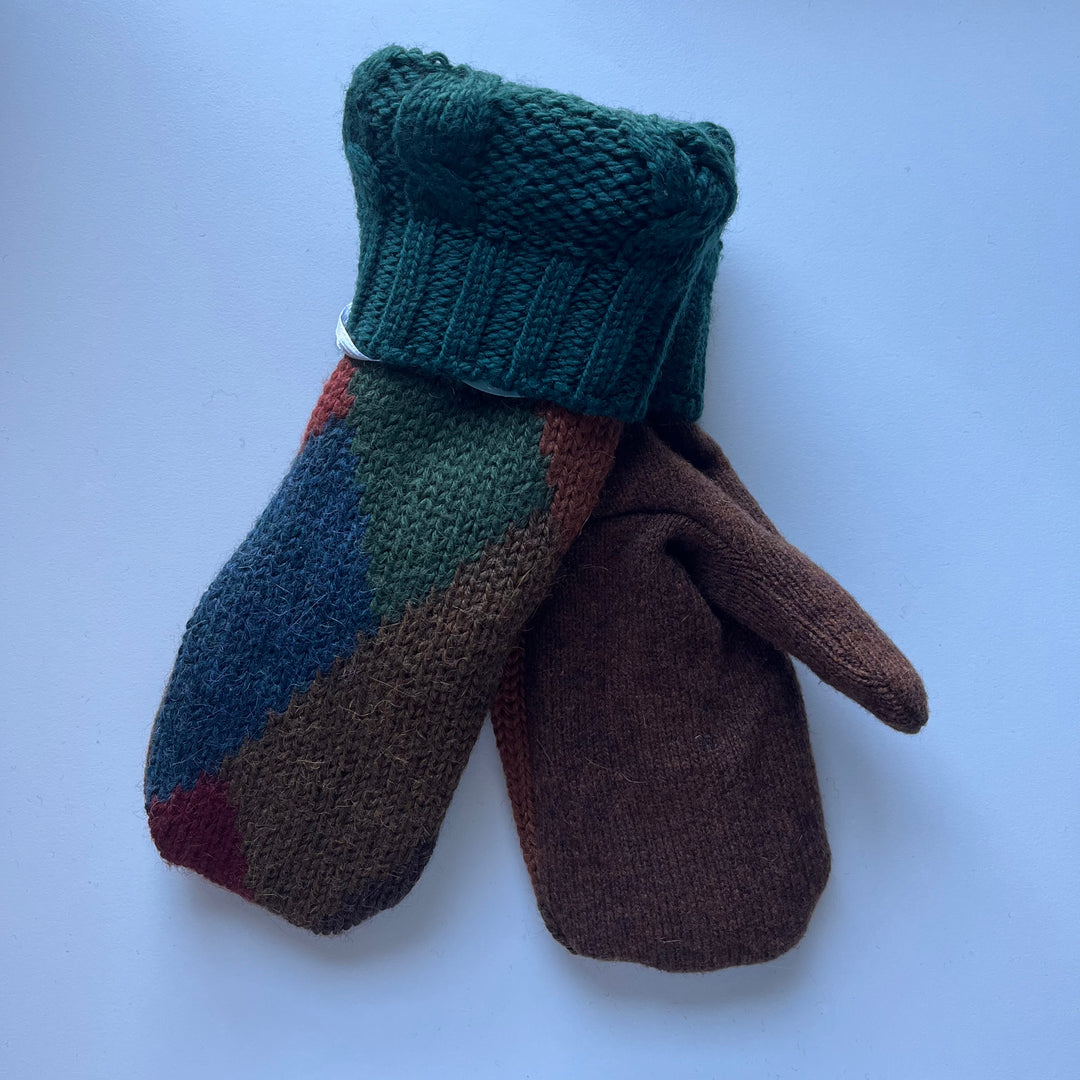 Green, Brown & Blue Mittens