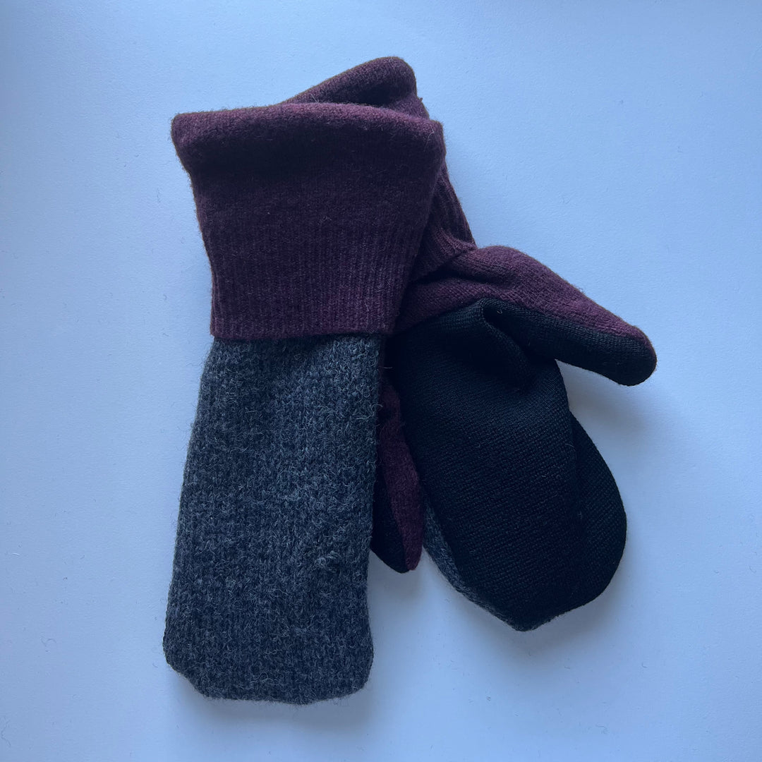 Grey, Purple & Black Mittens