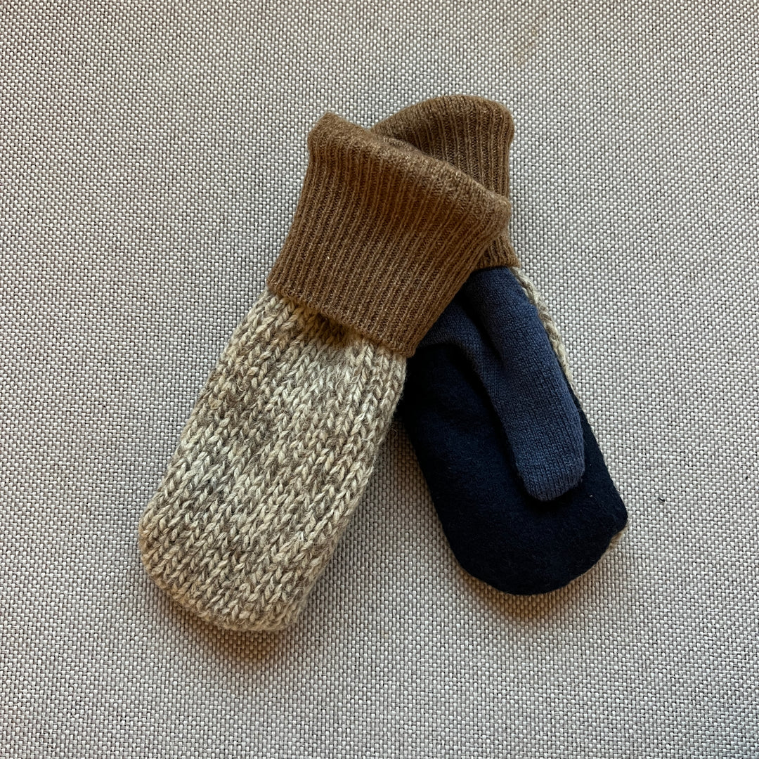 Kids Mittens Small - Shades of Tan & Blue  242