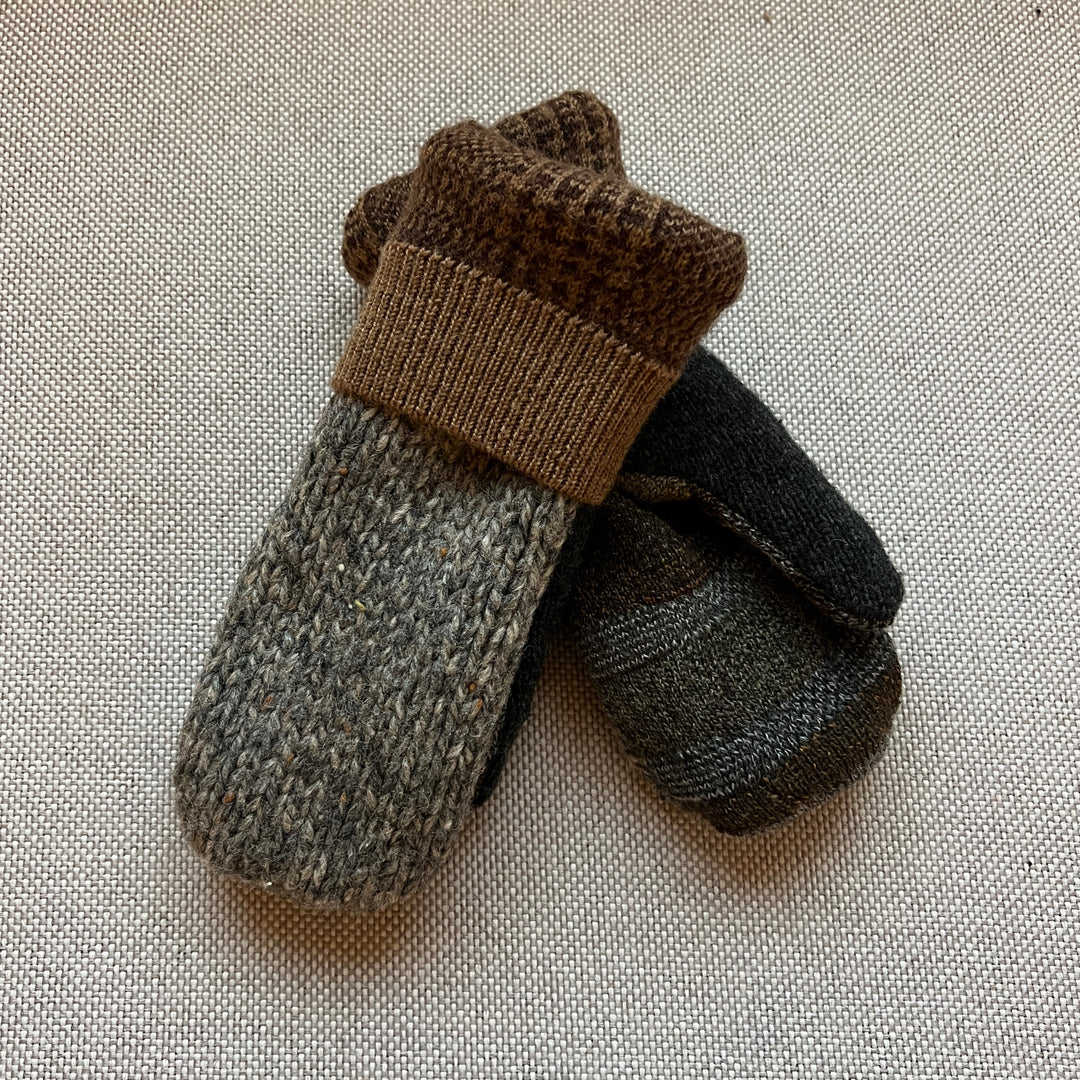 Kids Mittens Small - Grey, Tan & Brown  248