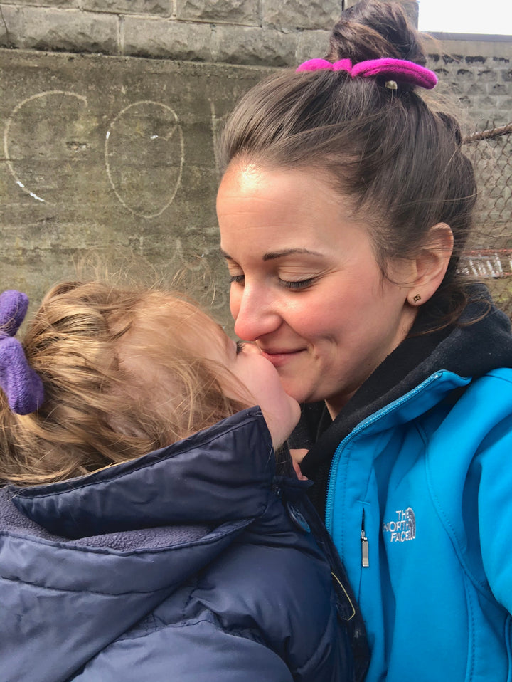 Mom & daughter wearing a cashmere hair bow