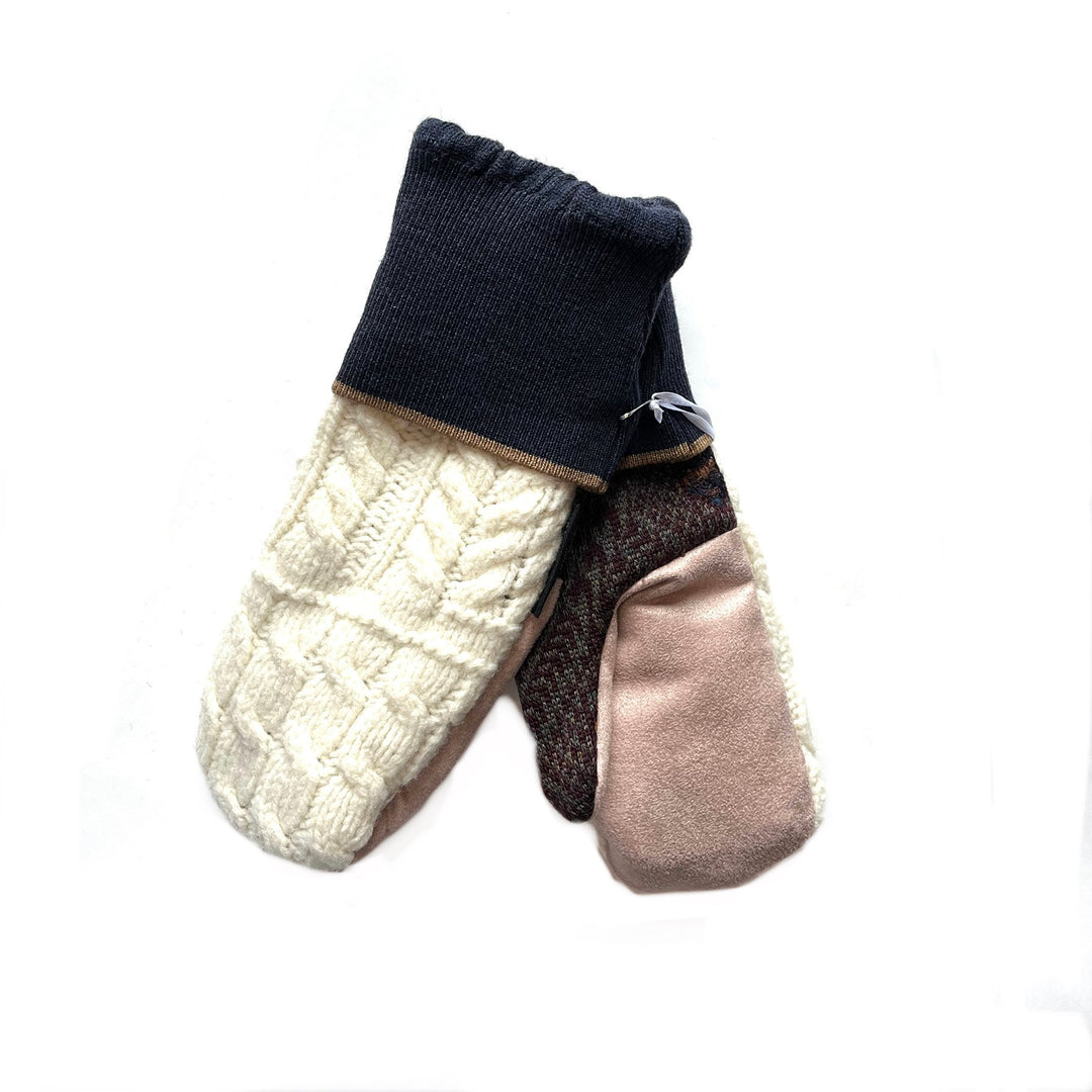 Blue & Cream with Pink Mittens