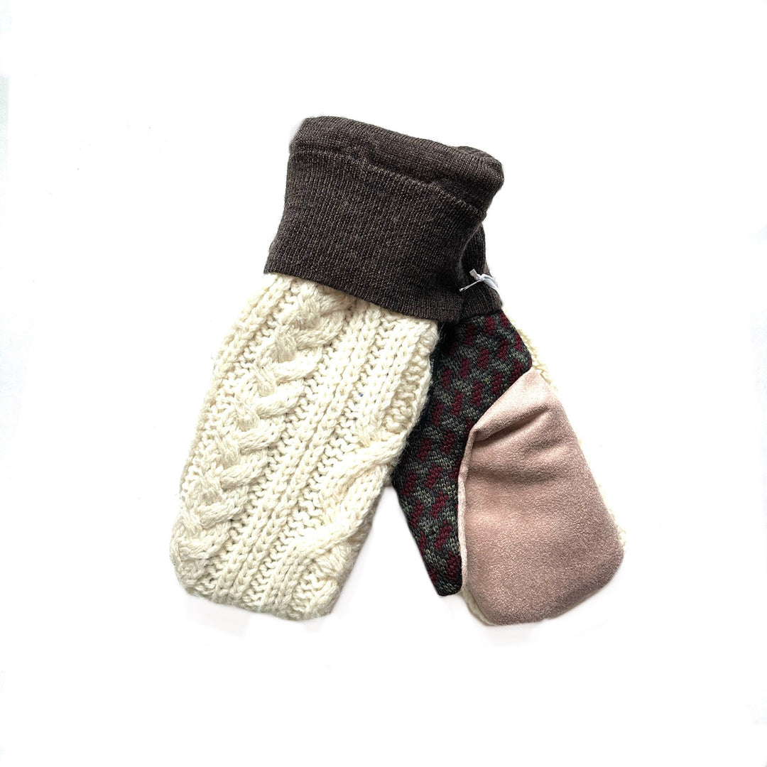 Cream & Brown with Pink Mittens