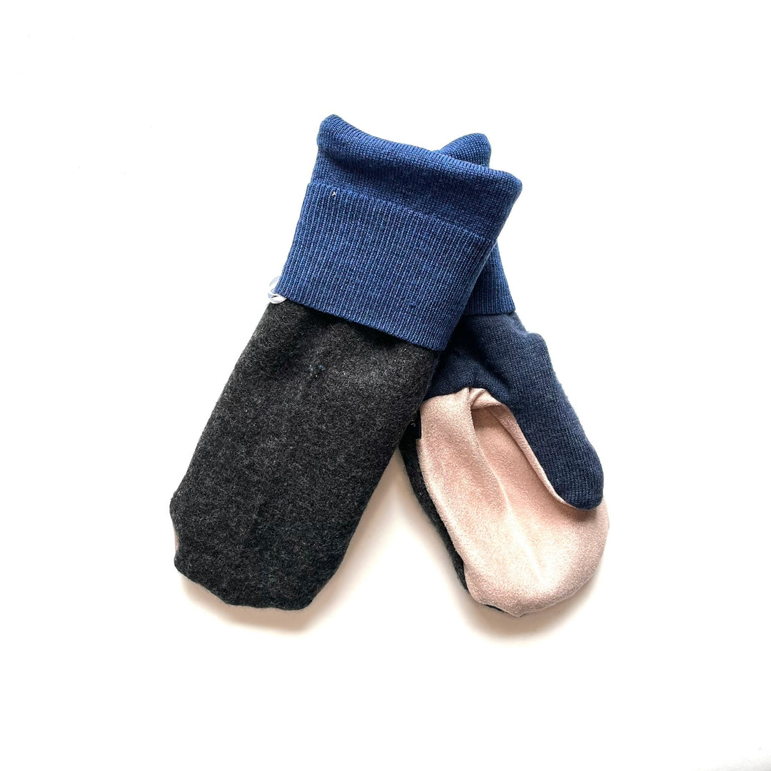 Blue & Grey with Pink Mittens