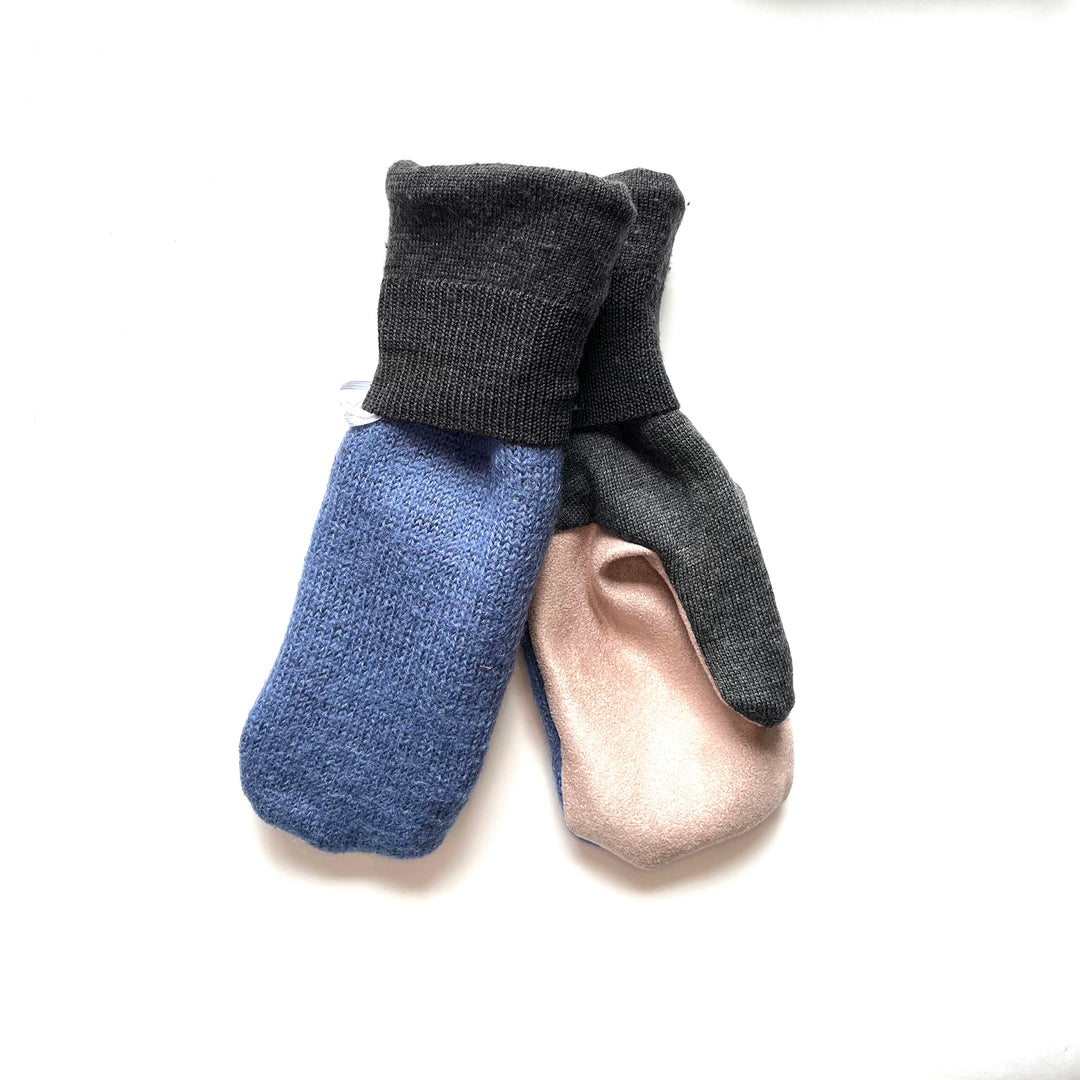 Blue & Grey with Pink Mittens