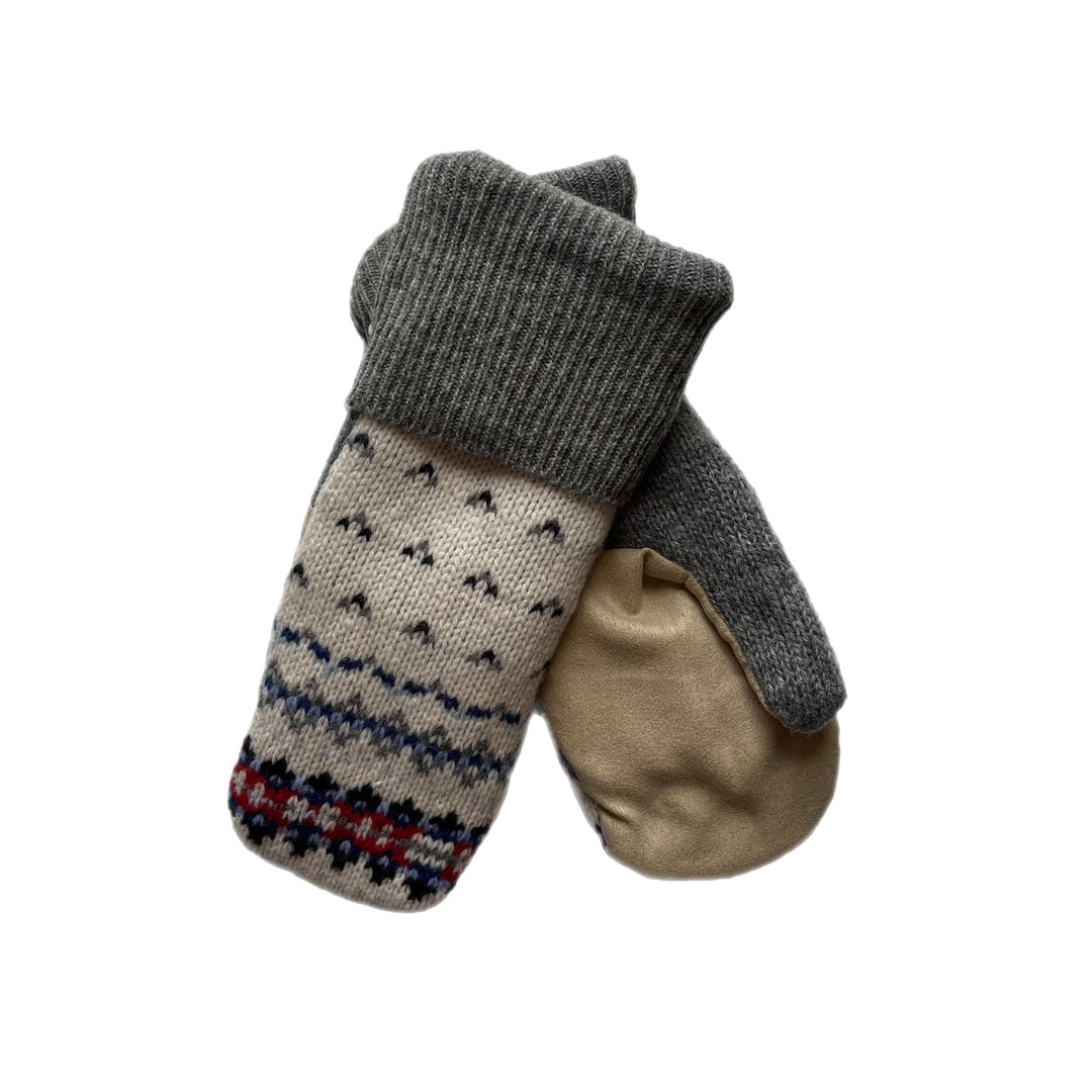 Cream and Beige Womens Driving Mittens