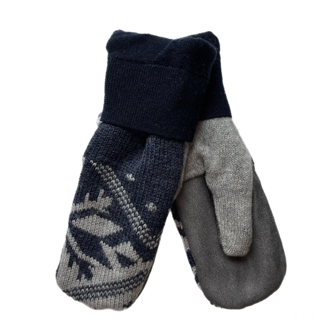 Blue with Grey Womens Driving MIttens