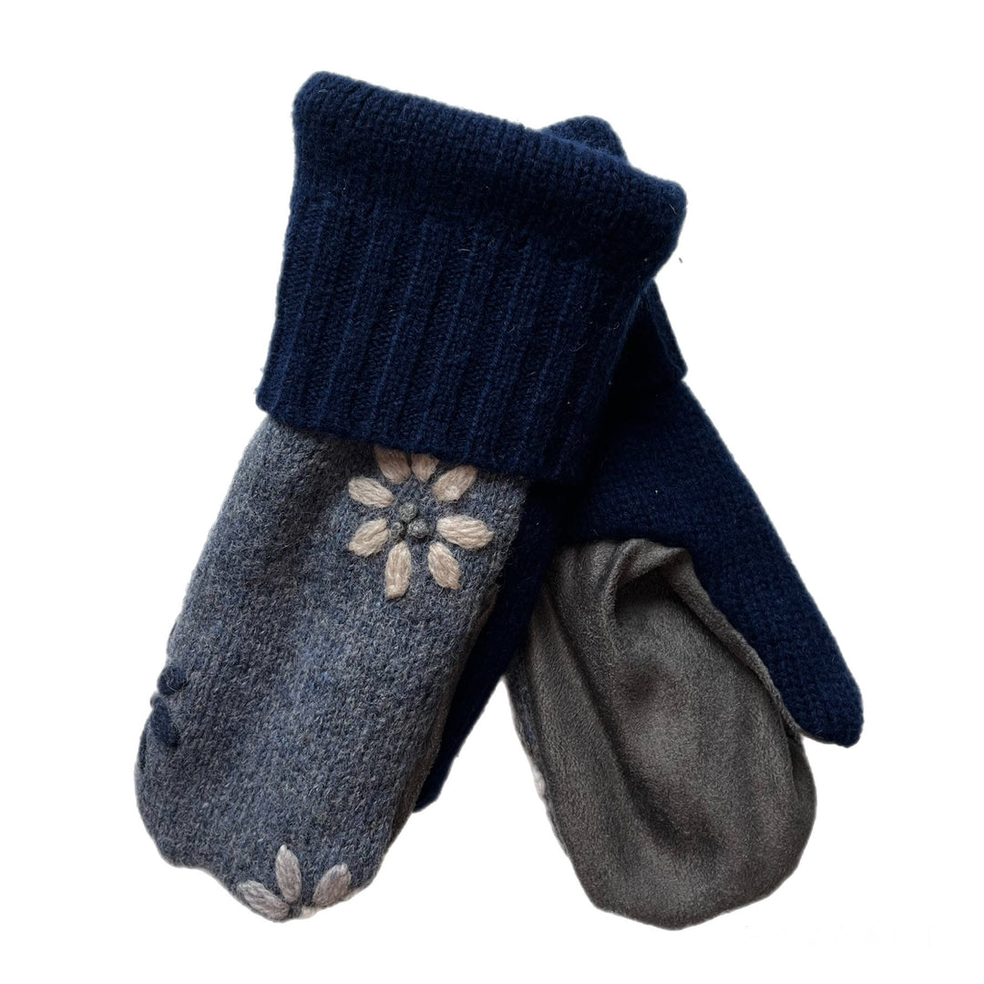 Blue and Grey Womens Driving Mittens