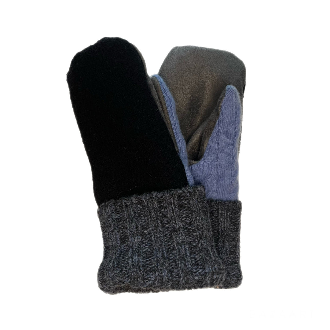 Womens Driving Mittens Black with Grey