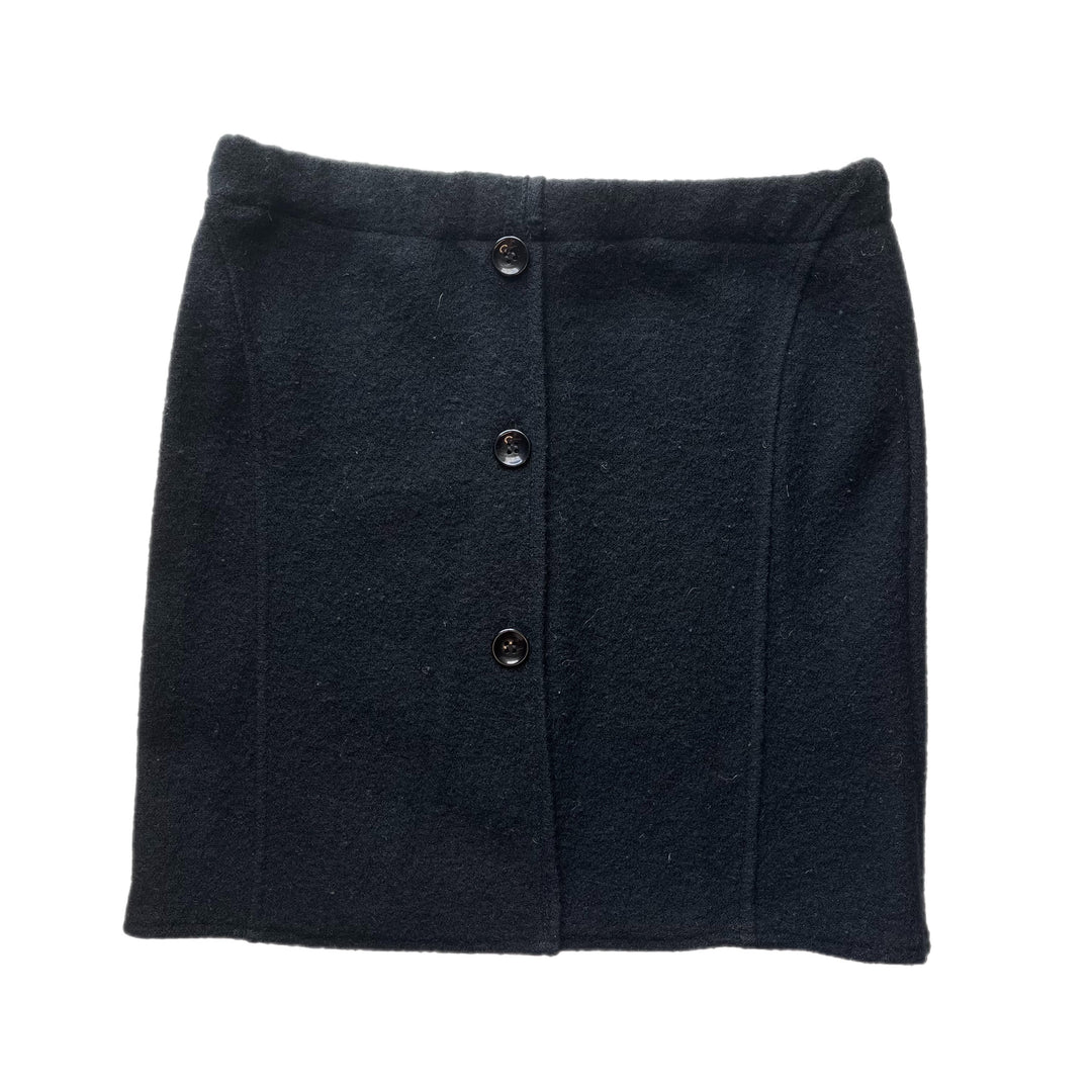Womens Black with Buttons Bun Warmer Skirt