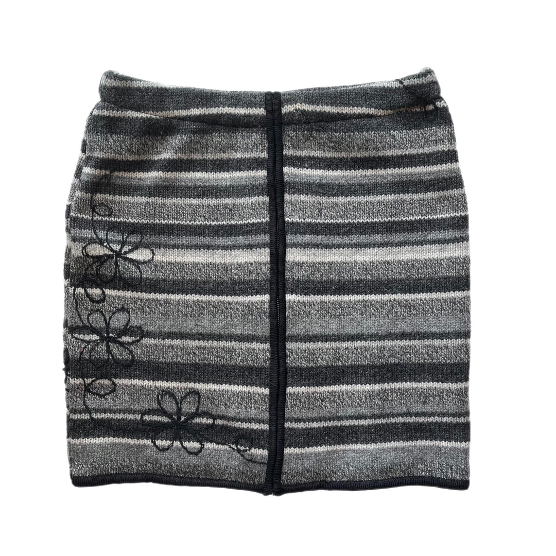 Womens Grey Striped Bun Warmer Skirt