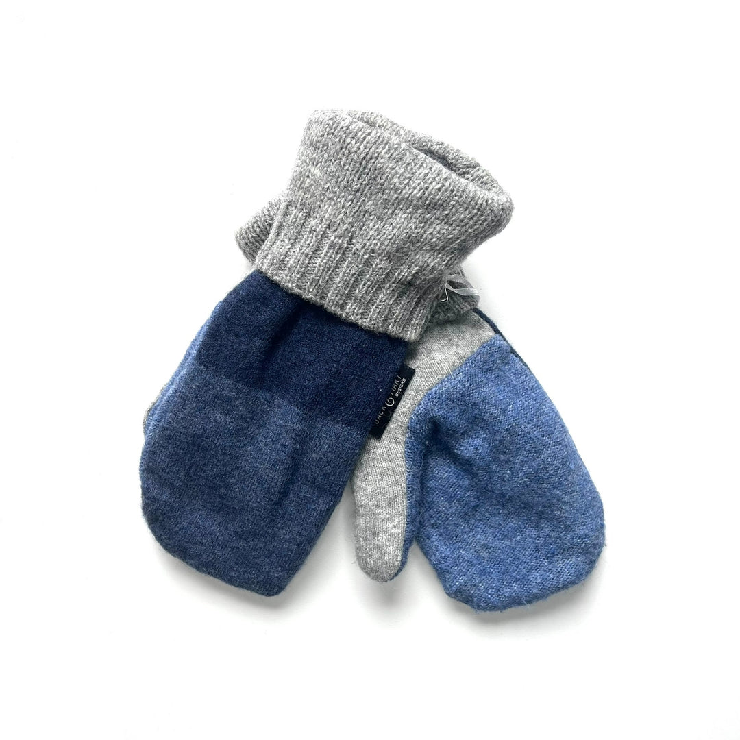 Grey and Blue Womens Mittens