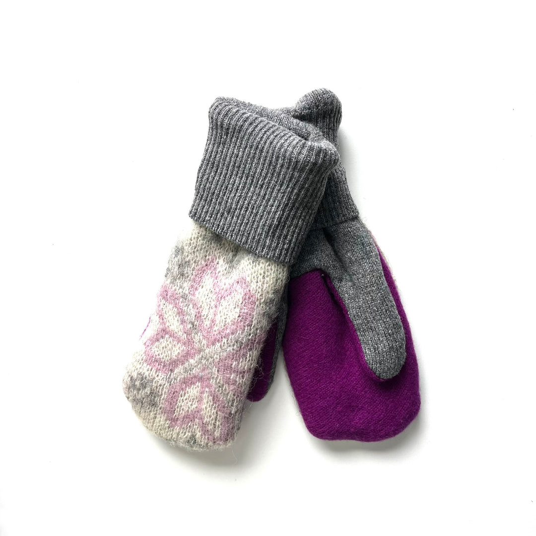 Grey and Purple Womens Mittens