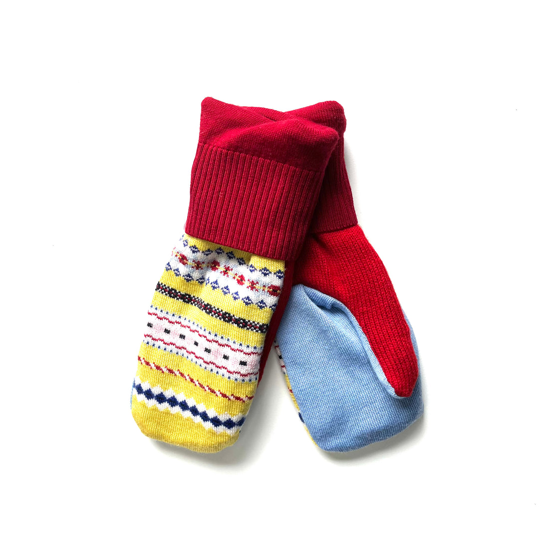 Red and Yellow Pattern Womens Mittens