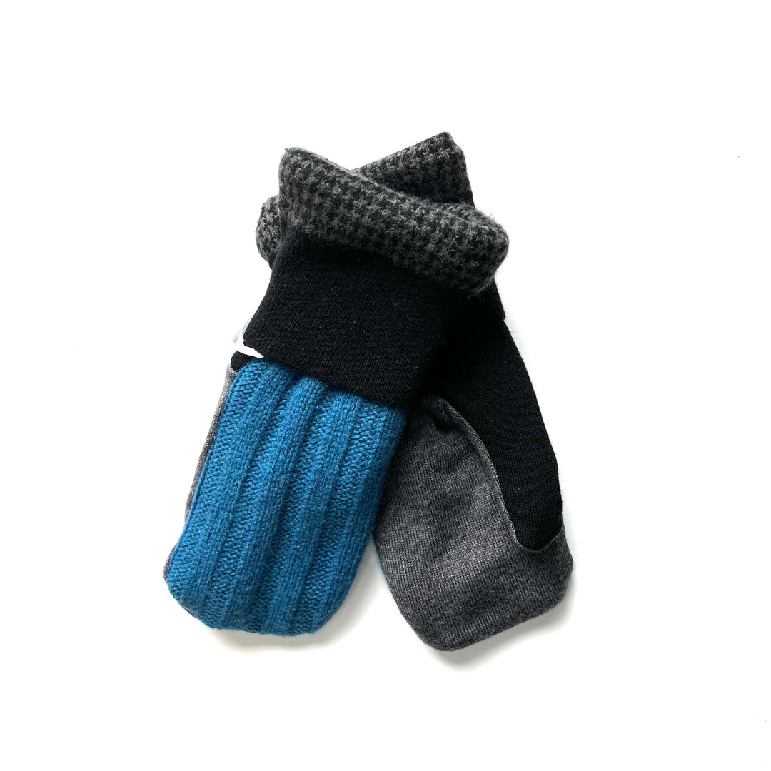 Black and Blue Womens Mittens
