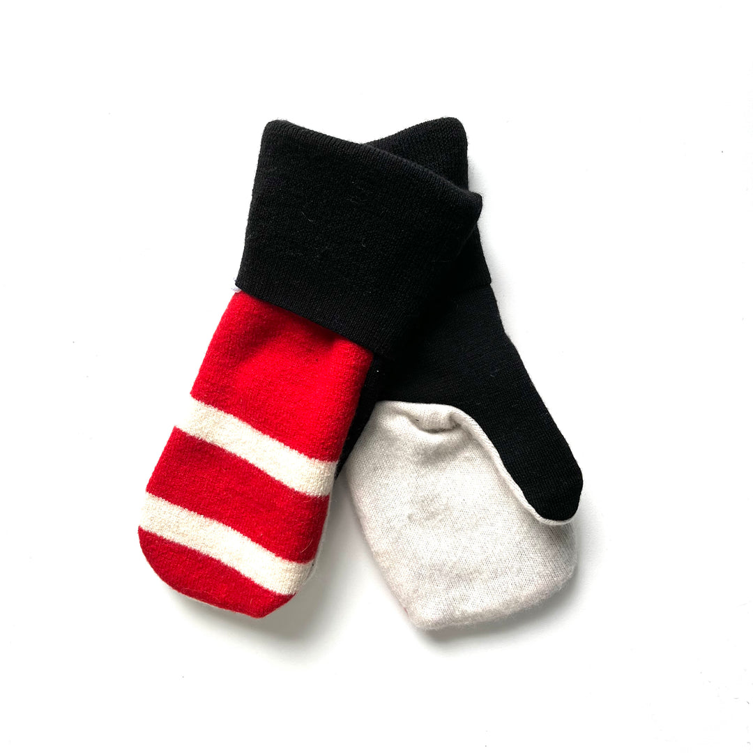 Red and Cream Womens Mittens