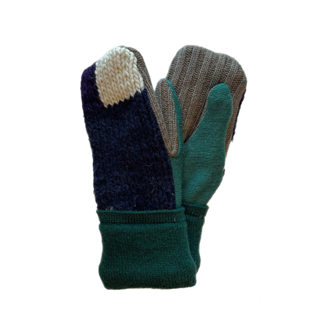 Womens Navy and Green Mittens