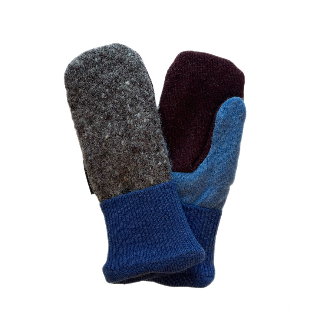Womens Grey and Blue Mittens