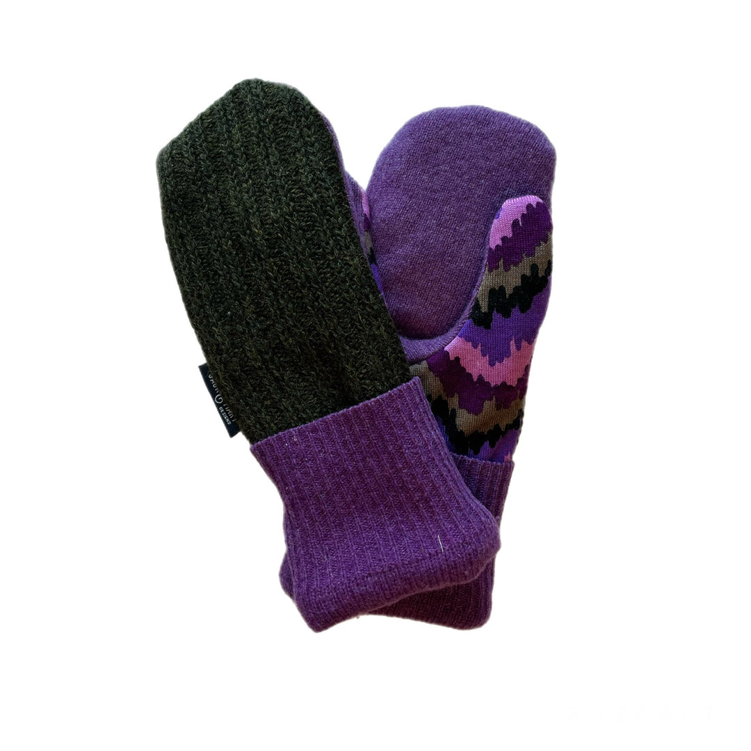 Womens Purple and Grey Mittens