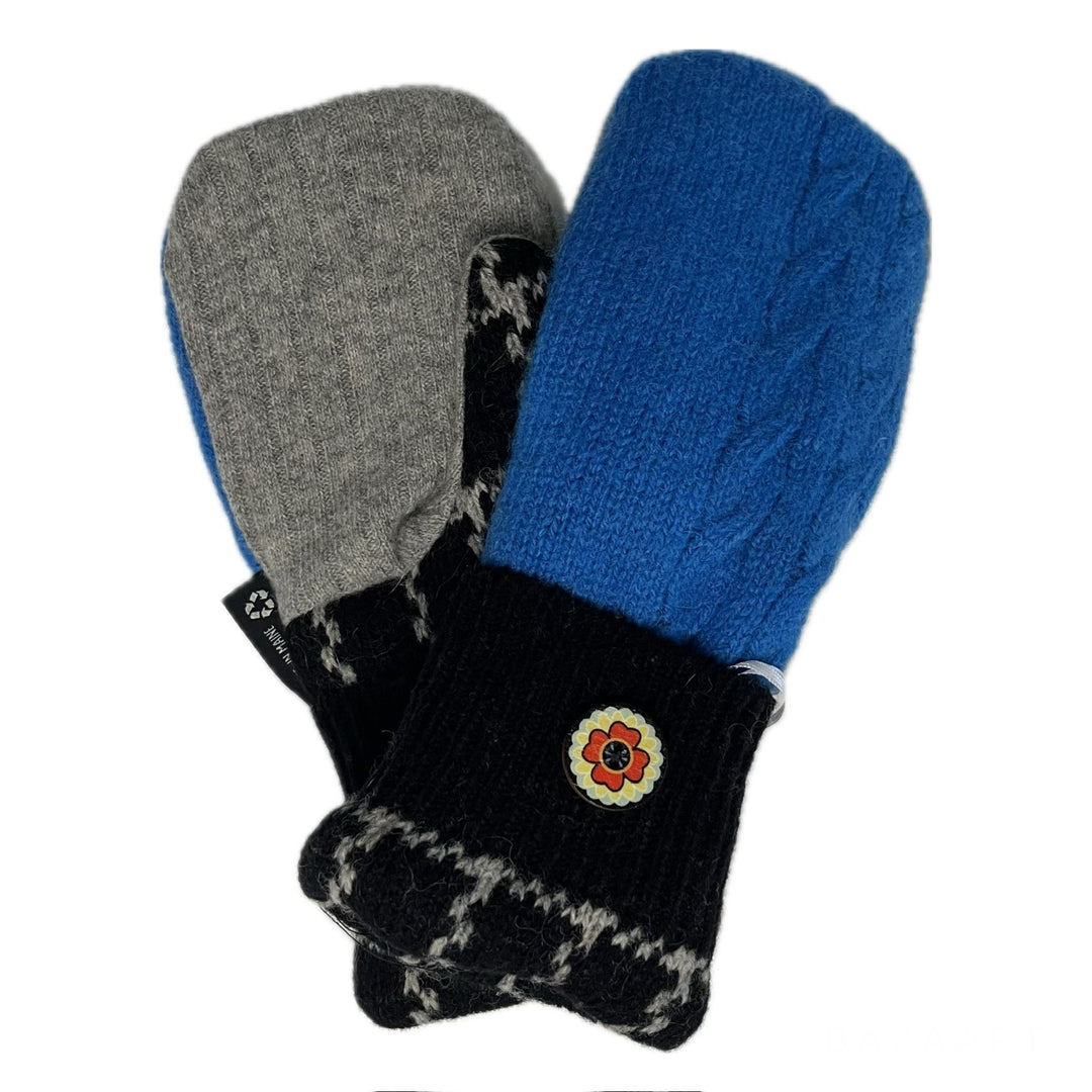 Womens Blue and Black Mittens