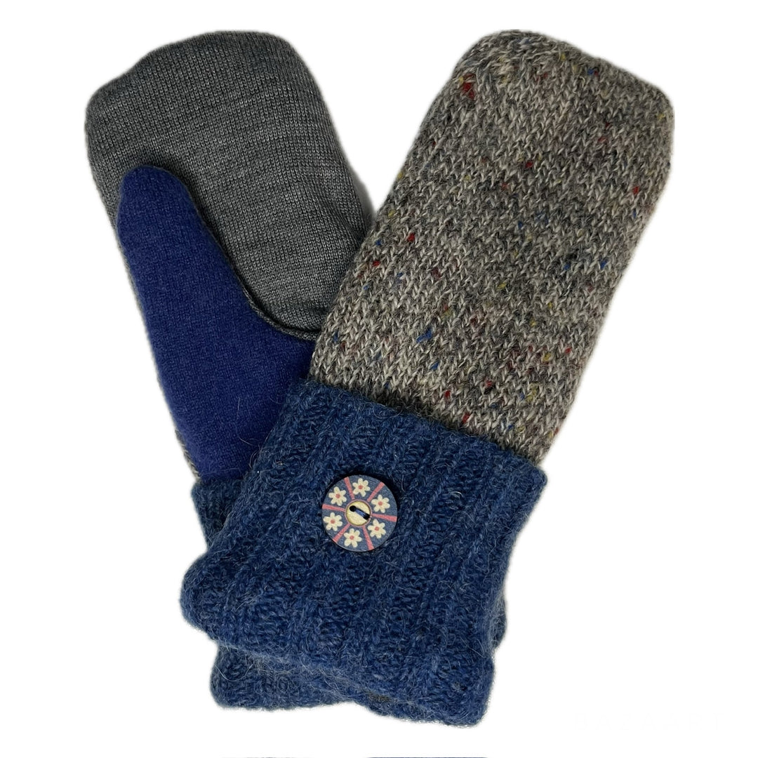 Womens Blue and Grey Mittens