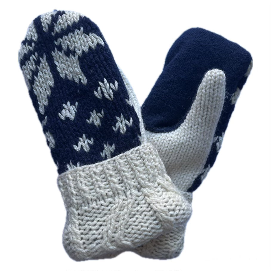 Womens Blue Nordic Mittens