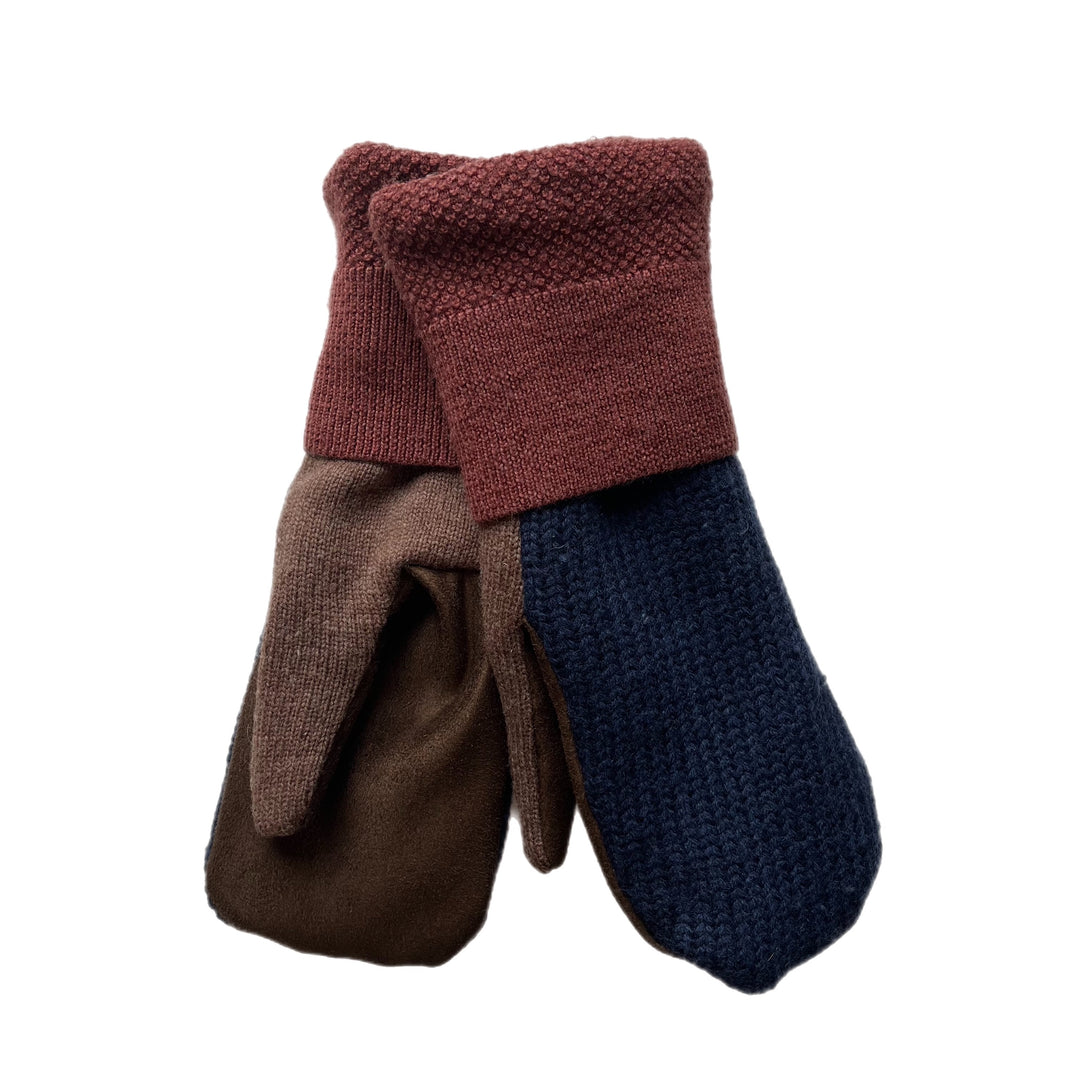 Blue Burnt Orange and Brown Mens Driving MIttens